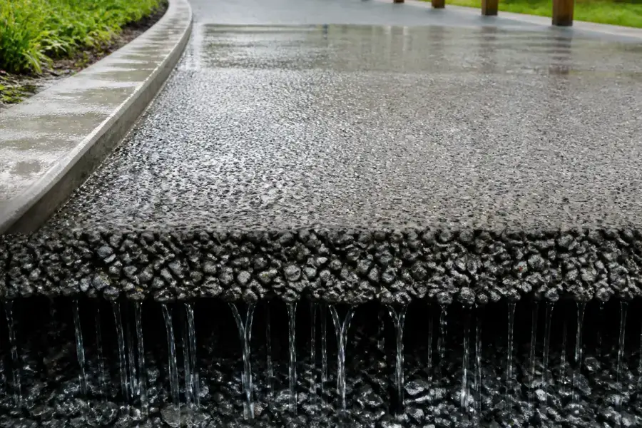 Porous permeable concrete paving